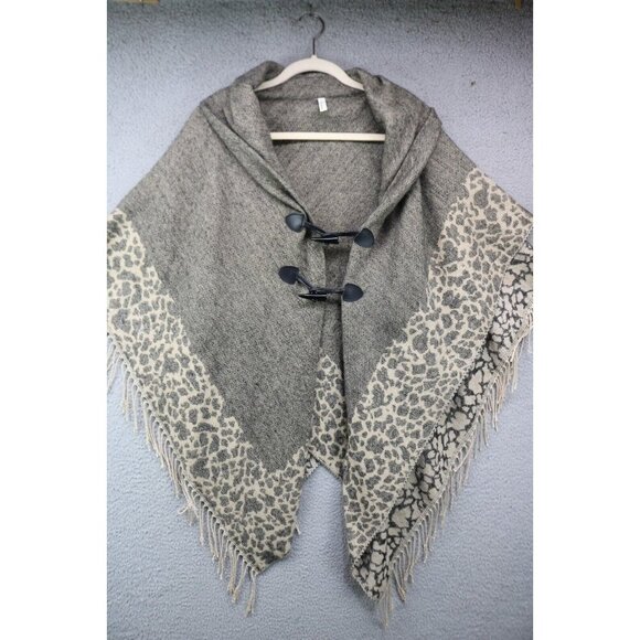 Collection Eighteen Women's Shawl-Buckles-Fringe-BOHO-Size OS-Very Soft - Picture 1 of 10